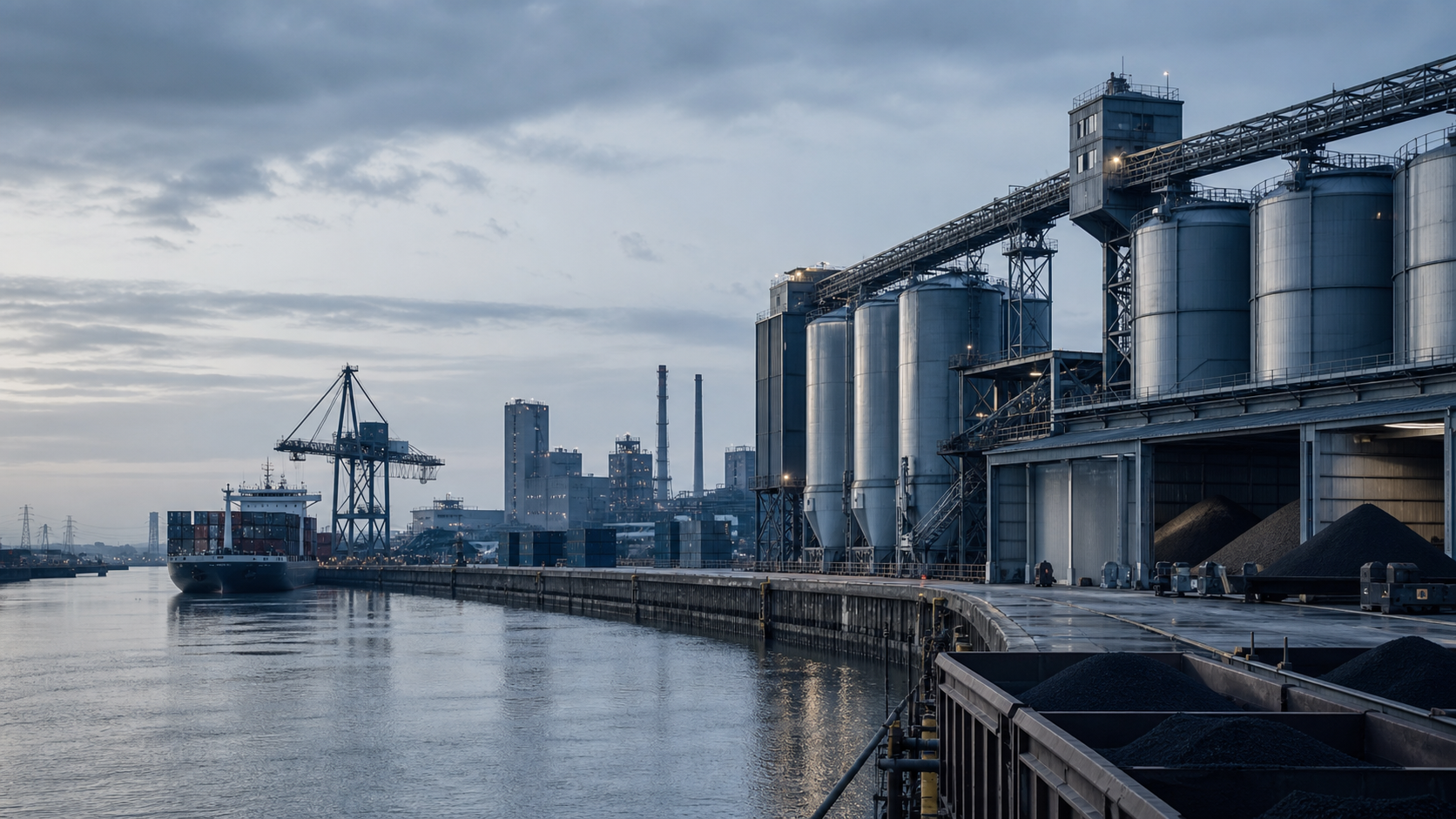 Clean European port logistics and industrial silos for raw material supply chains